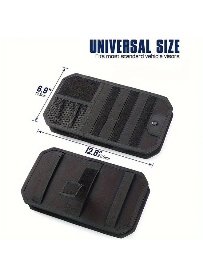 Upgraded Black Car Sun Visor Organizer With Zipper Storage Bag And Glasses Clip For Most Vehicles - Image 2